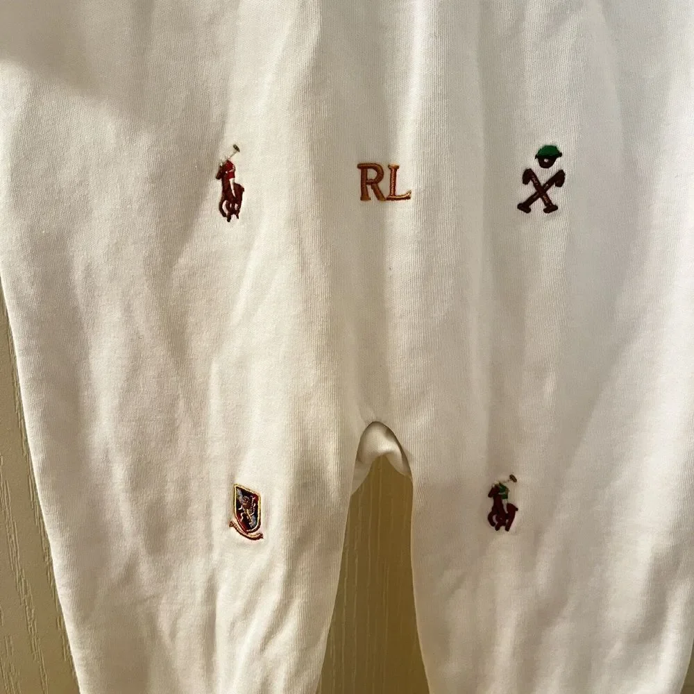 Ralph Lauren White Embroidered Schiffli Coverall Romper Boys Size 12 Months NWT
